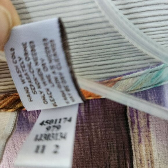 Chicos Womens Multicolor Ikat Boho Peasant Print Beaded Tunic Top Size 2 - Picture 5 of 11